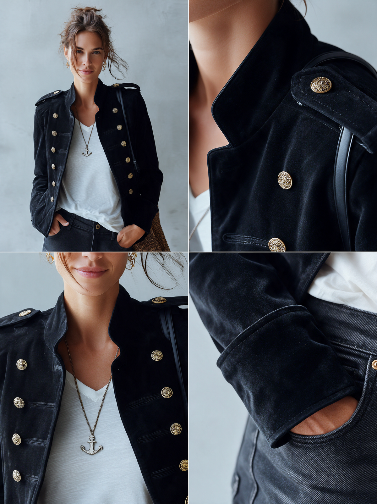 MARGOT | Chaqueta de Antelina Vintage Estilo Napoleón