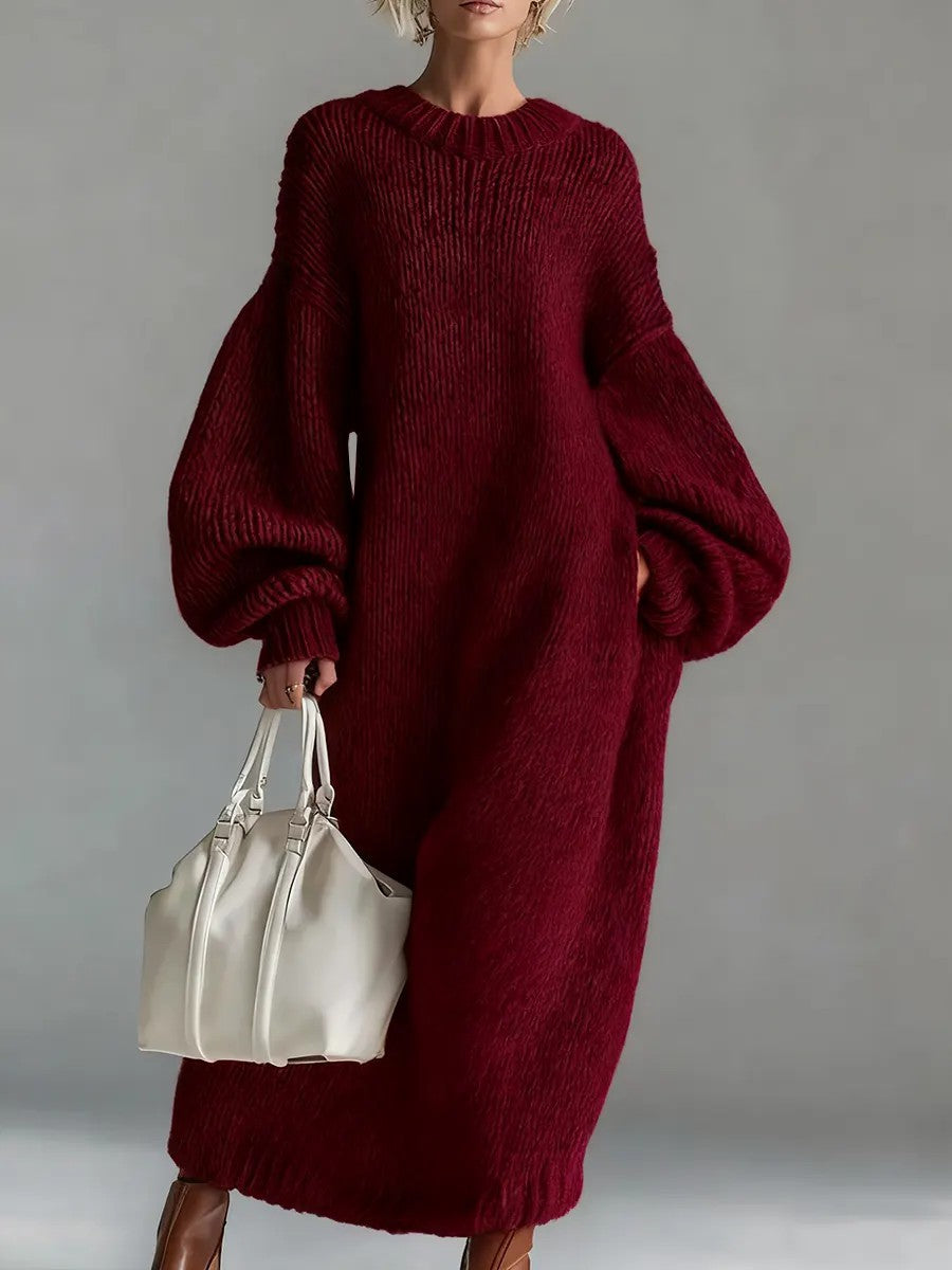 ARIADNA | Vestido Largo de Punto Grueso Oversize con Mangas Amplias