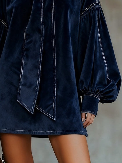 GILDA | Minivestido de Terciopelo con Lazo al Cuello