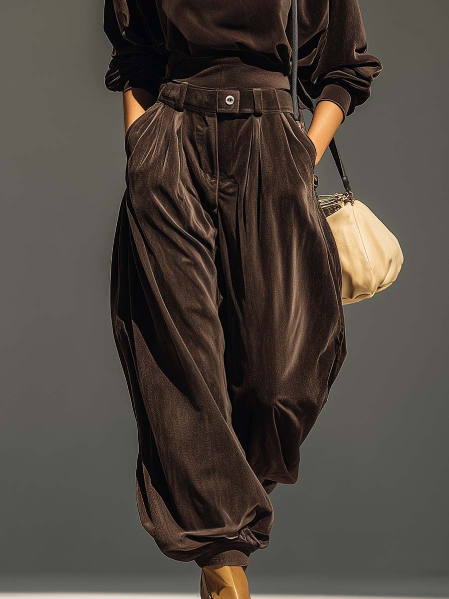 DULCE | Conjunto de Sudadera con Capucha y Pantalón Amplio de Terciopelo