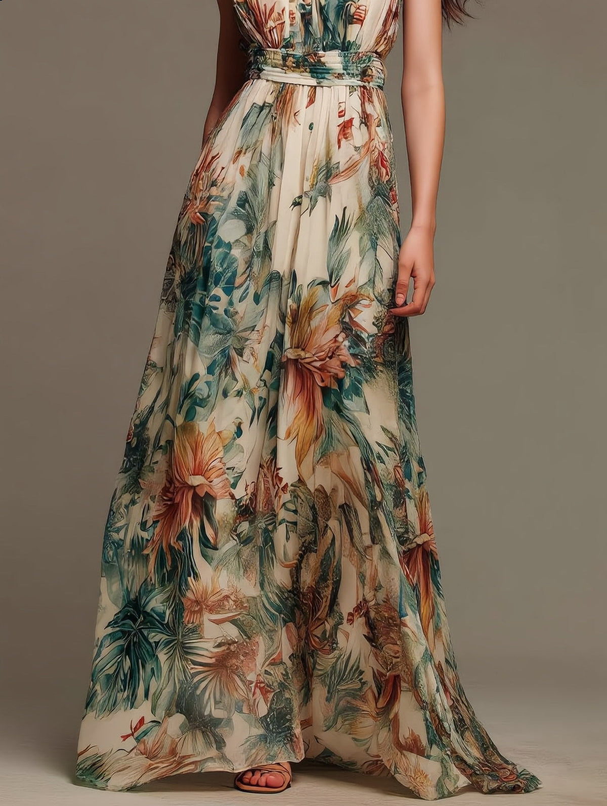 LOURDES | Vestido Maxi de Muselina con Estampado Floral