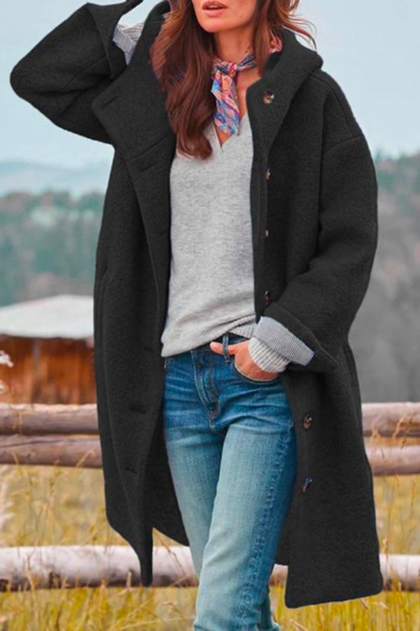 JUSTINA | Abrigo Oversize de Bouclé con Capucha y Bolsillos