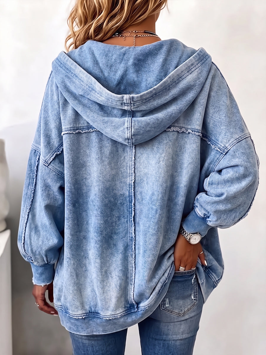 JULIETA | Chaqueta de Felpa con Capucha Efecto Lavado