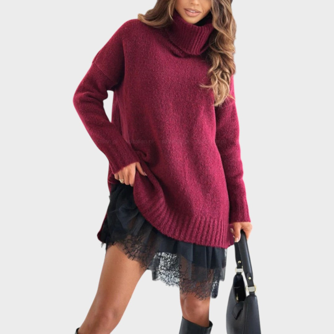 ELISA | Conjunto de Jersey Oversize y Vestido Lencero con Bajo de Encaje