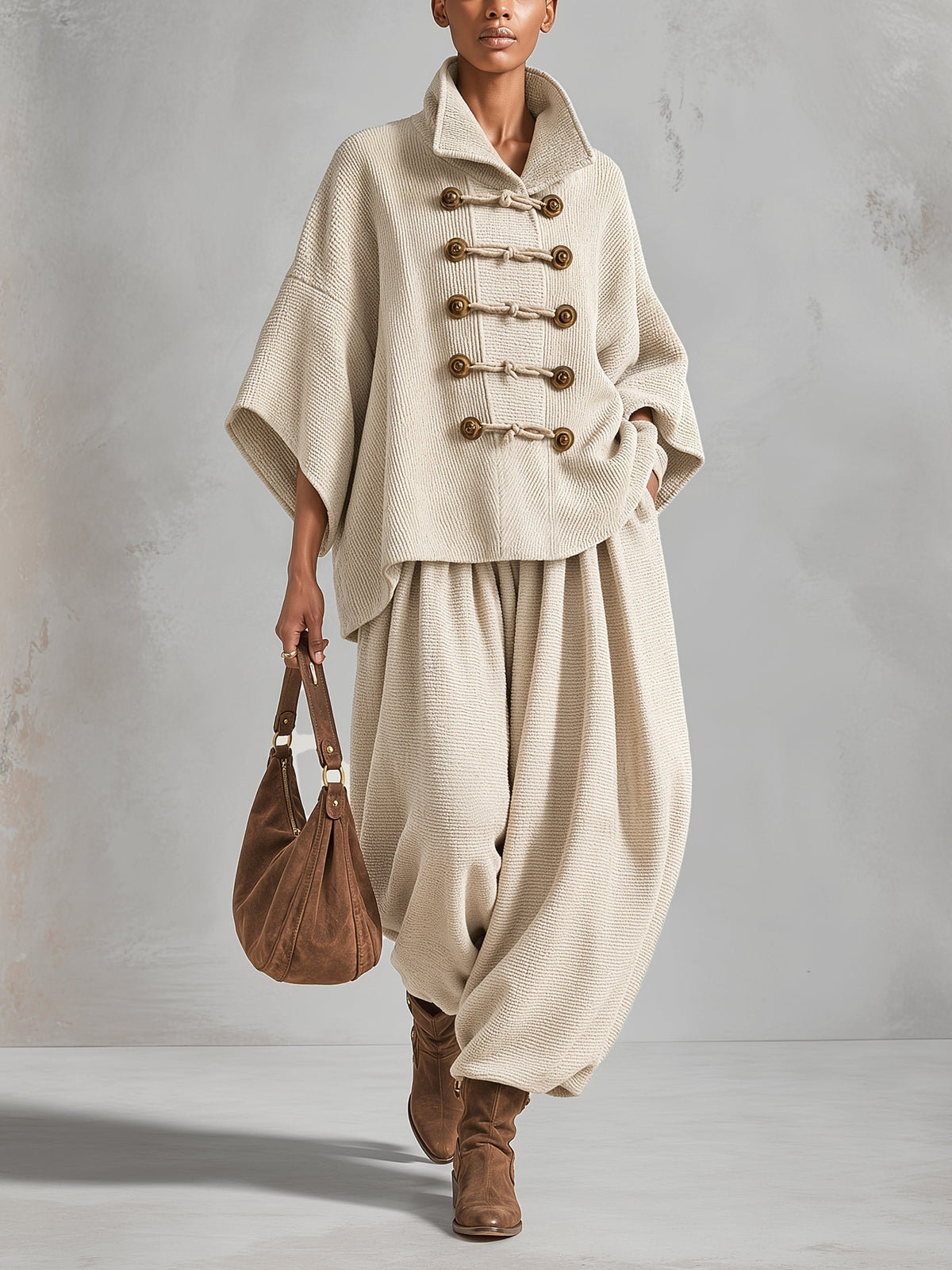 ASUNCIÓN | Conjunto Top Oversize con Alamares y Pantalón Ancho