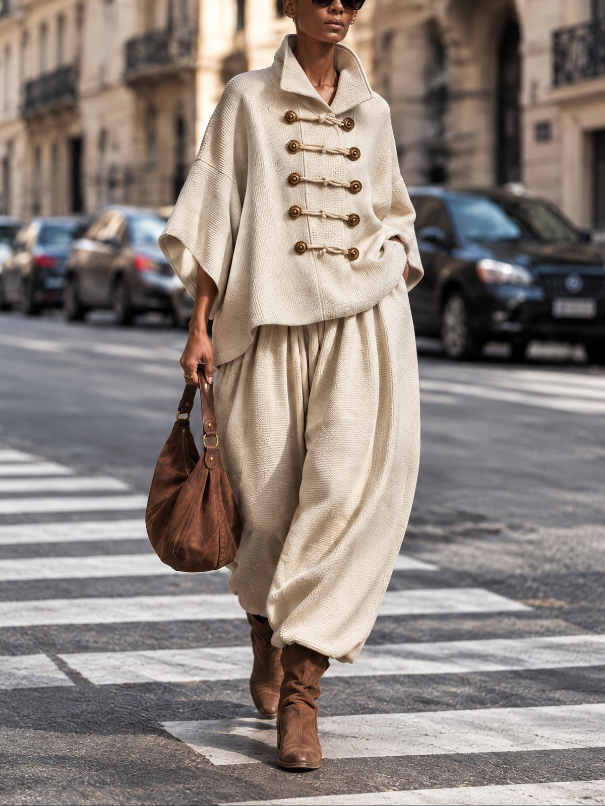 ASUNCIÓN | Conjunto Top Oversize con Alamares y Pantalón Ancho
