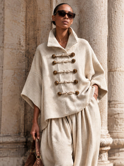 ASUNCIÓN | Conjunto Top Oversize con Alamares y Pantalón Ancho