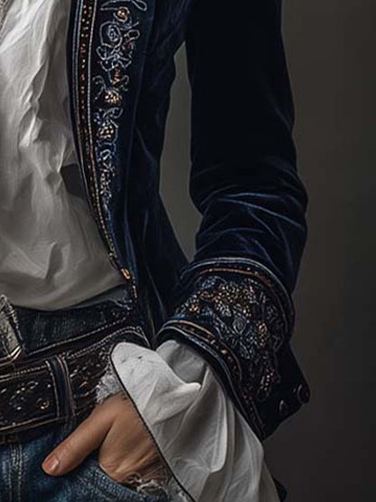 MONTSERRAT | Chaqueta Larga Sastre con Bordados Vintage