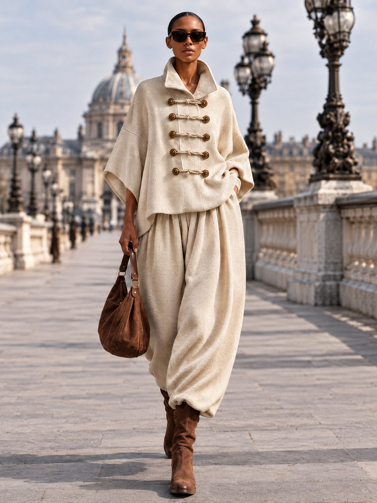 ASUNCIÓN | Conjunto Top Oversize con Alamares y Pantalón Ancho