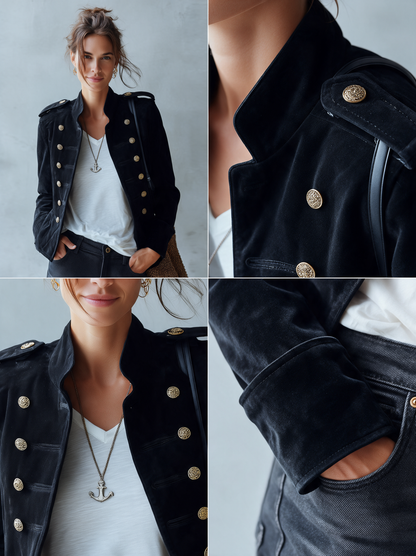 MARGOT | Chaqueta de Antelina Vintage Estilo Napoleón