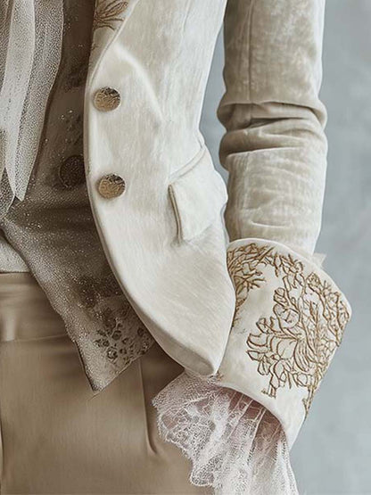 REMEDIOS | Blazer de Sastre Marfil Bordado