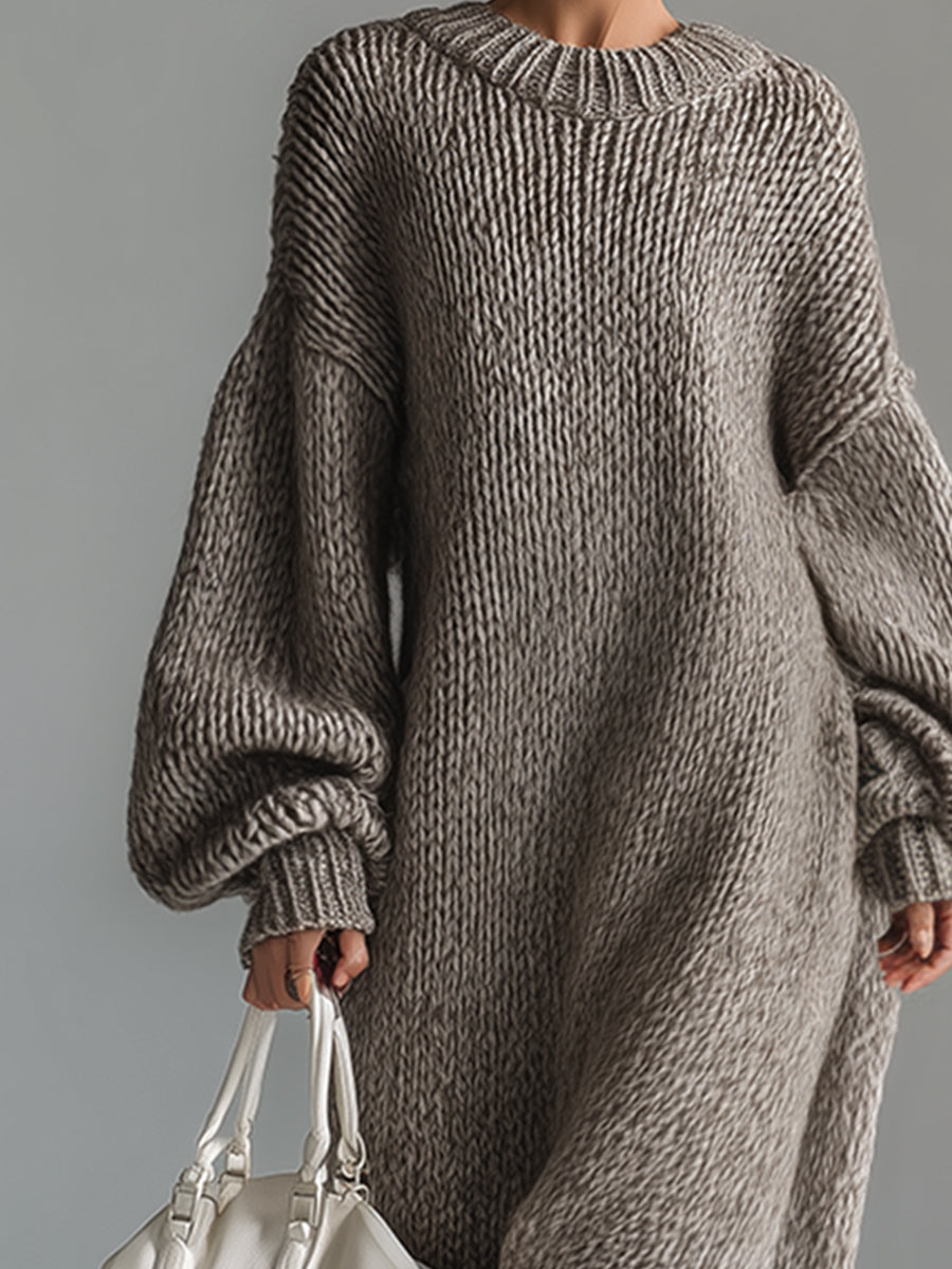 ARIADNA | Vestido Largo de Punto Grueso Oversize con Mangas Amplias