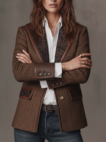 SOCORRO | Blazer con Inserciones Estampadas en Zigzag