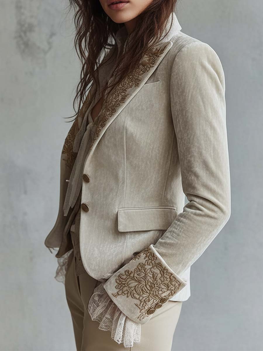 REMEDIOS | Blazer de Sastre Marfil Bordado