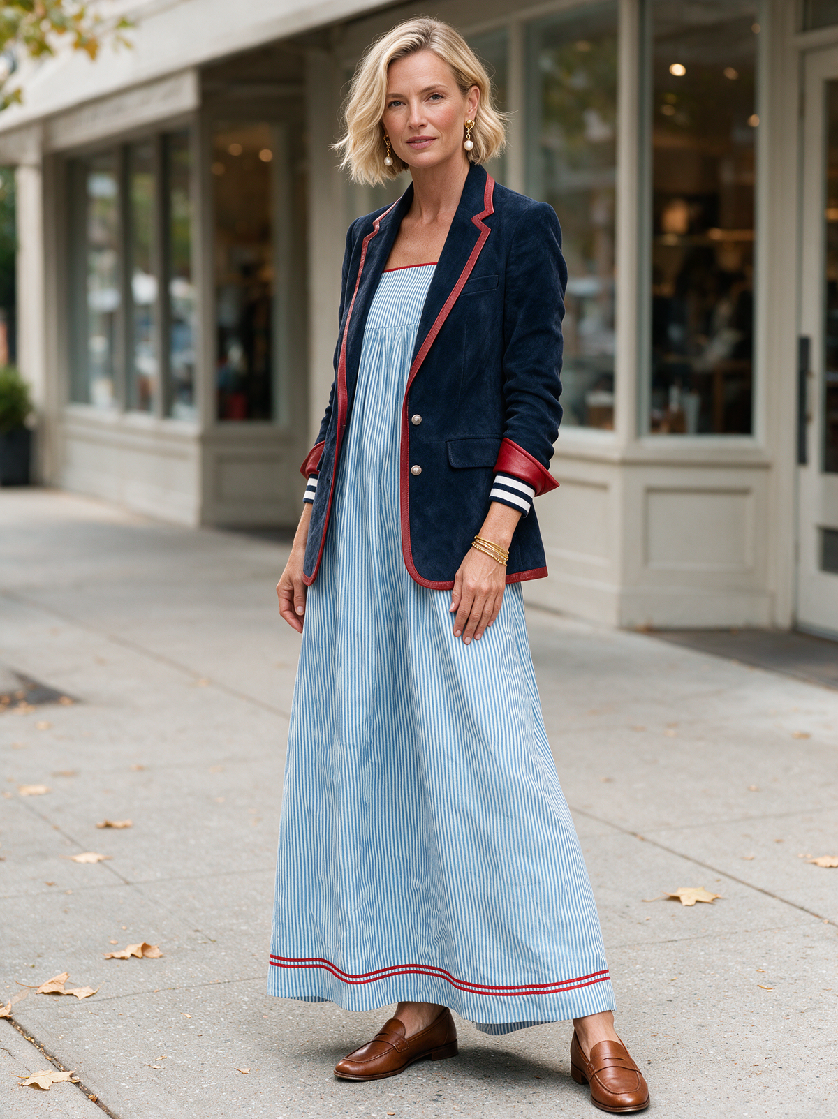 VIOLETA | Blazer de Antelina Vintage con Ribetes en Contraste