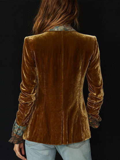 HERMINIA | Blazer Vintage Patchwork con Estampado Floral