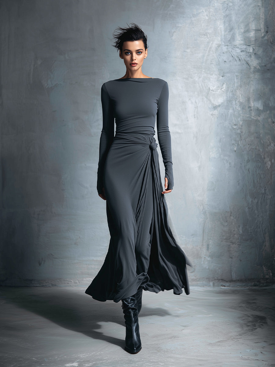 FERNANDA | Vestido Maxi Cruzado con Nudo Lateral