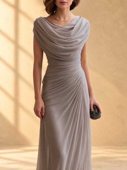 ARANCHA | Vestido Largo Drapeado con Cuello Caído
