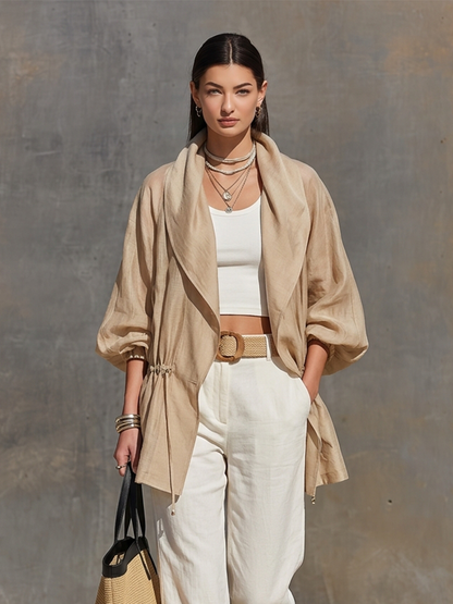 ZOE | Chaqueta Ligera de Tencel con Cordón en la Cintura