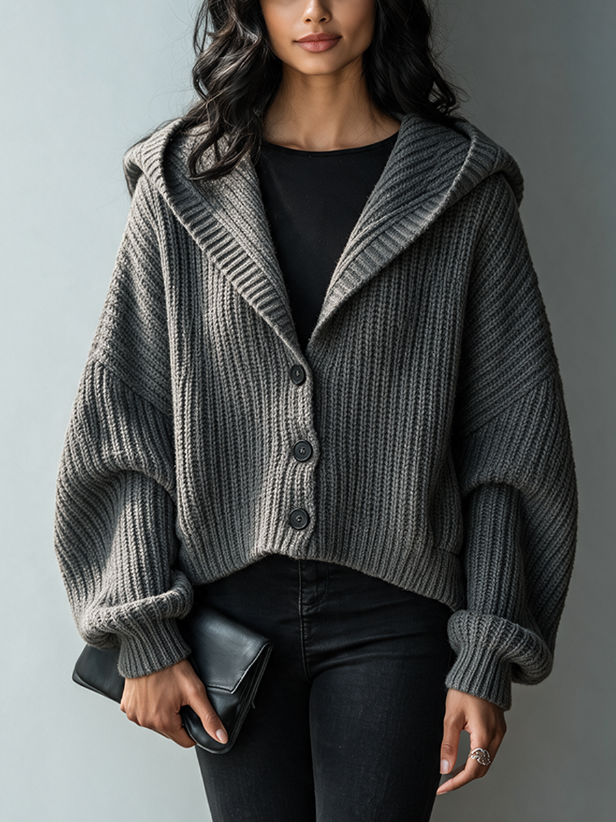 SONIA | Chaqueta de Punto de Canalé con Capucha