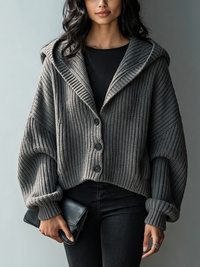 SONIA | Chaqueta de Punto de Canalé con Capucha