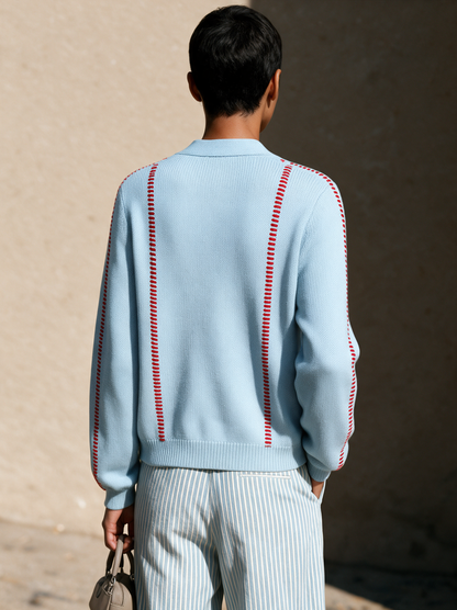 SARA | Chaqueta de Punto con Costuras en Contraste y Escote en V