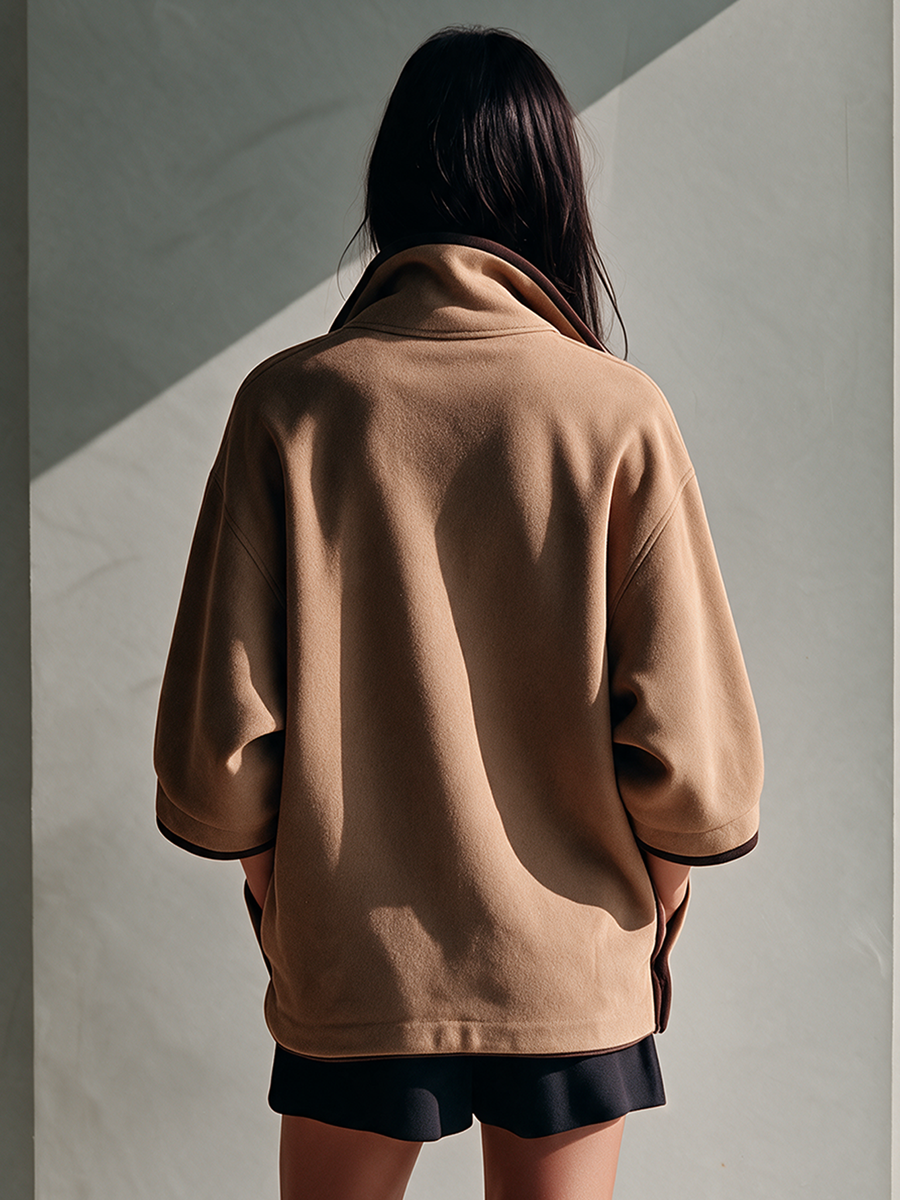 ROCÍO | Chaqueta de Antelina con Cuello Asimétrico