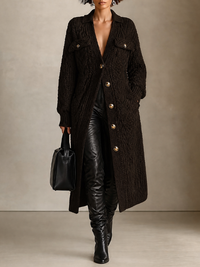 PILAR | Chaqueta de Punto Larga de Ochos con Cuello