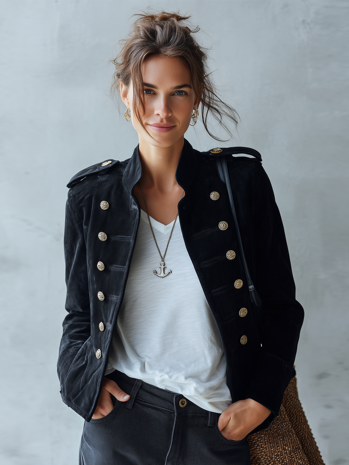 MARGOT | Chaqueta de Antelina Vintage Estilo Napoleón