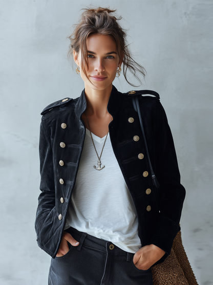 MARGOT | Chaqueta de Antelina Vintage Estilo Napoleón