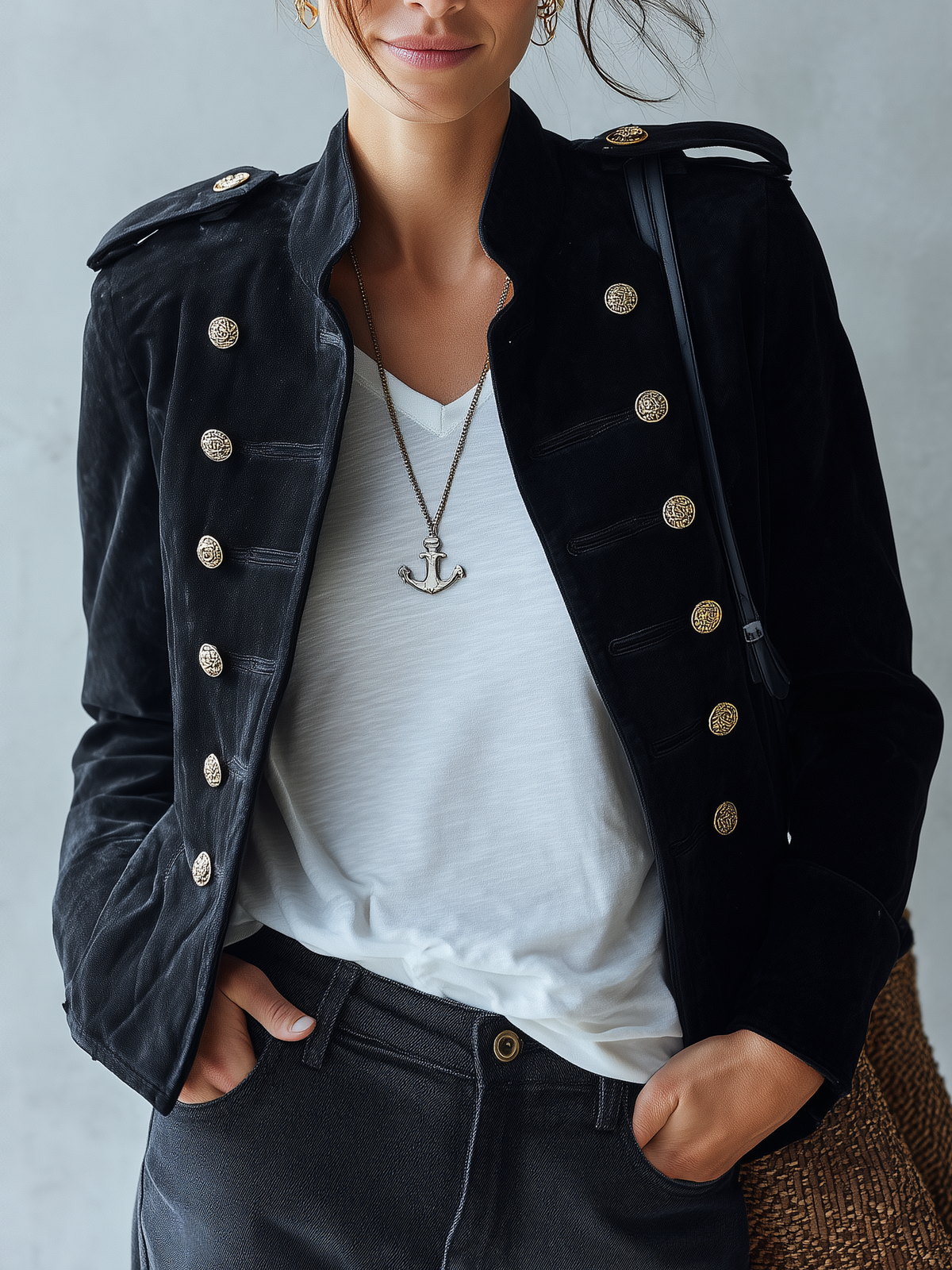 MARGOT | Chaqueta de Antelina Vintage Estilo Napoleón