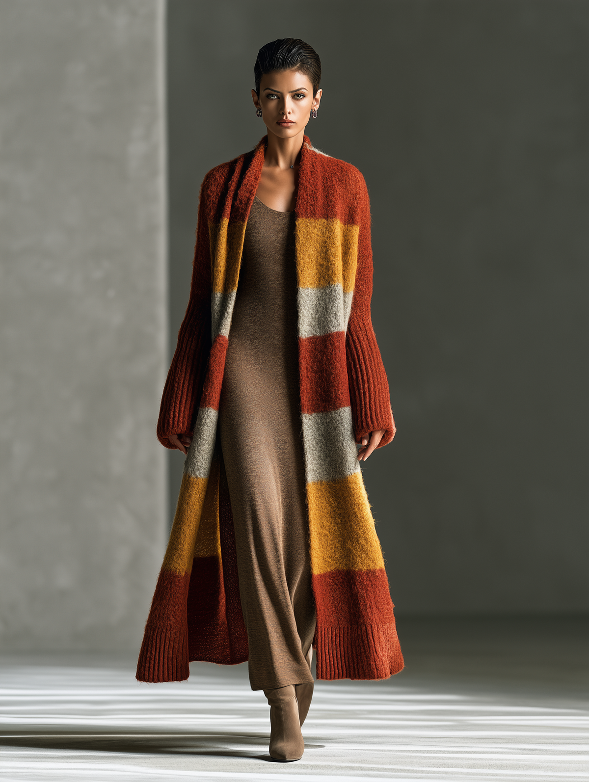 RAQUEL | Chaqueta de Punto Larga de Mohair Óxido