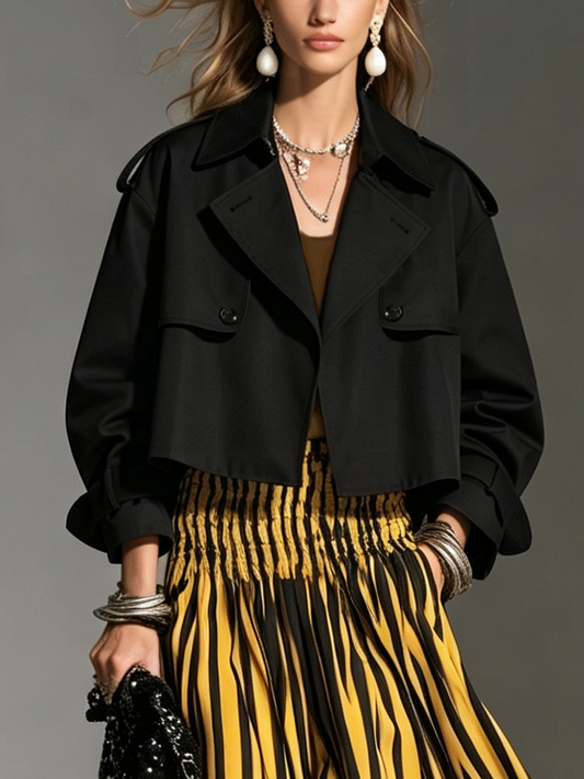 PALOMA | Gabardina Cropped Negra