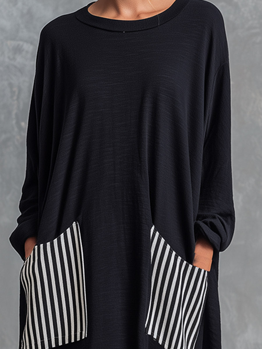 CLARISA | Vestido Largo Oversize de Algodón con Rayas Patchwork