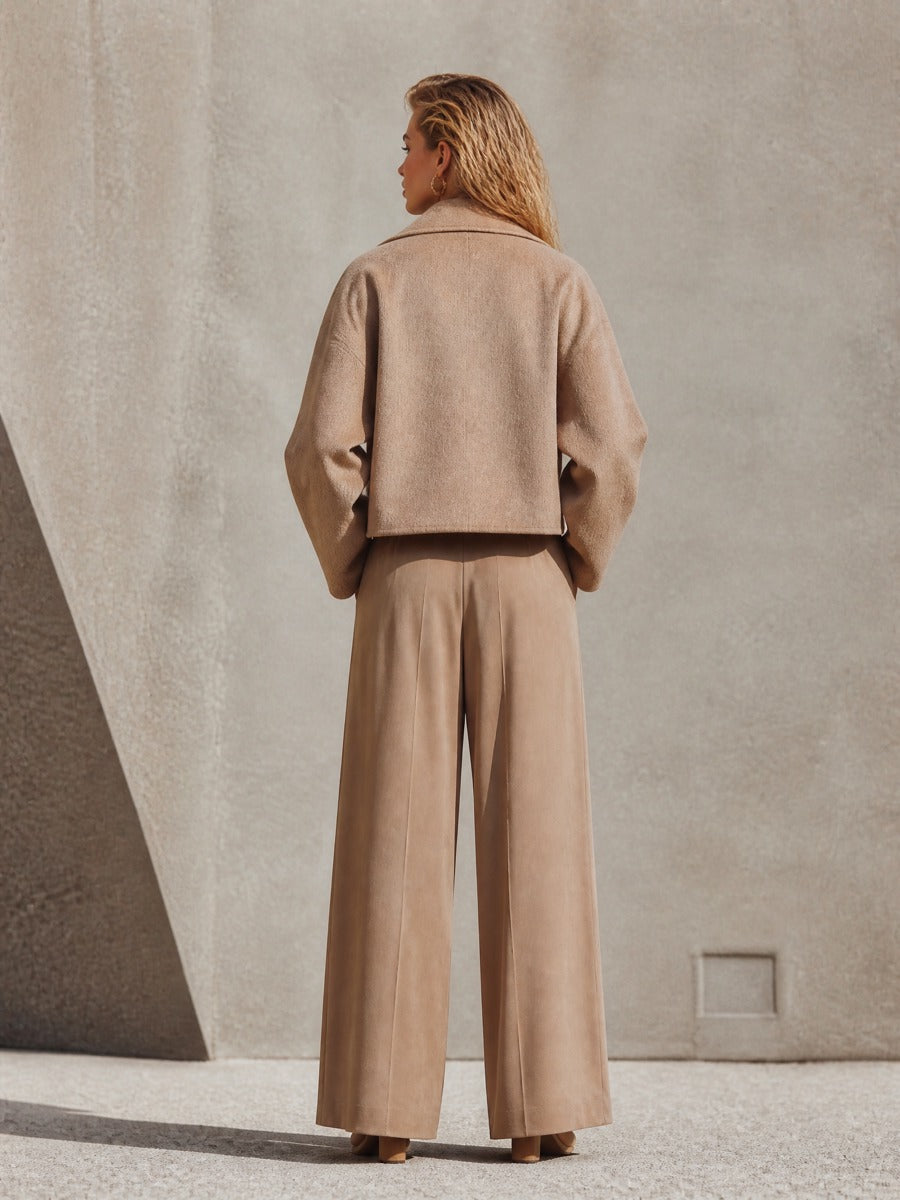 SANDRA | Abrigo Cropped Oversize de Mezcla de Lana