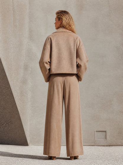 SANDRA | Abrigo Cropped Oversize de Mezcla de Lana