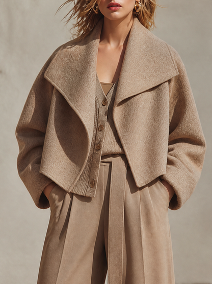 SANDRA | Abrigo Cropped Oversize de Mezcla de Lana