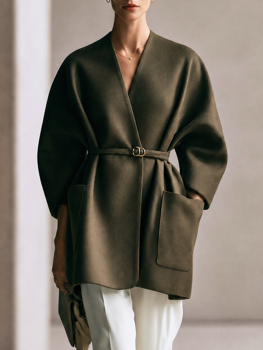 TERESA | Abrigo Oversize Verde Oliva con Cinturón