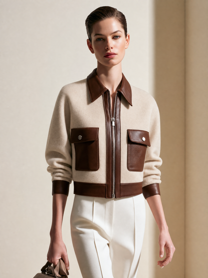 MARIAN | Chaqueta Color Block en Mezcla de Lana con Remates