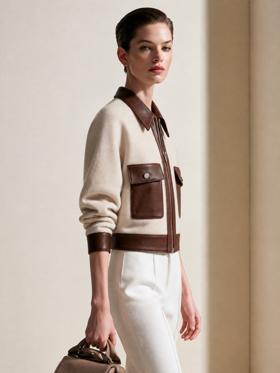MARIAN | Chaqueta Color Block en Mezcla de Lana con Remates