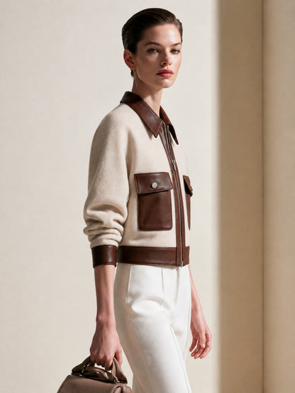 MARIAN | Chaqueta Color Block en Mezcla de Lana con Remates