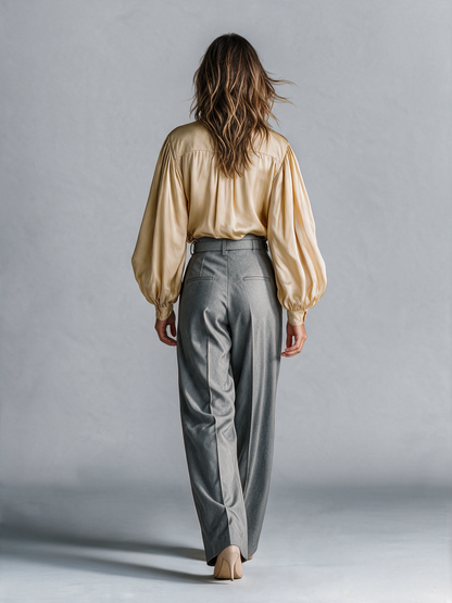 MARISTELA | Camisa de Raso con Mangas Farol