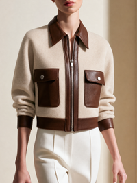MARIAN | Chaqueta Color Block en Mezcla de Lana con Remates