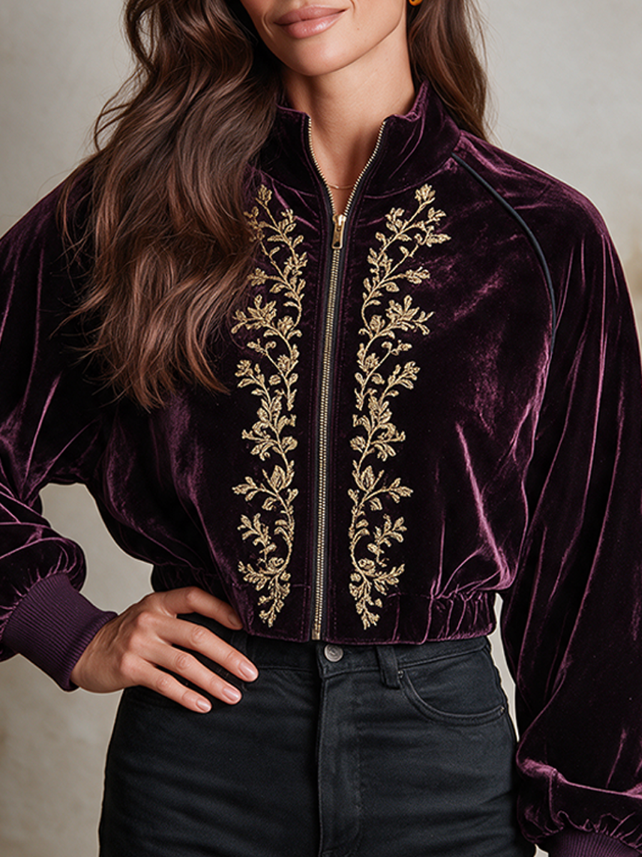 MARIOLA | Chaqueta de Terciopelo Bordada