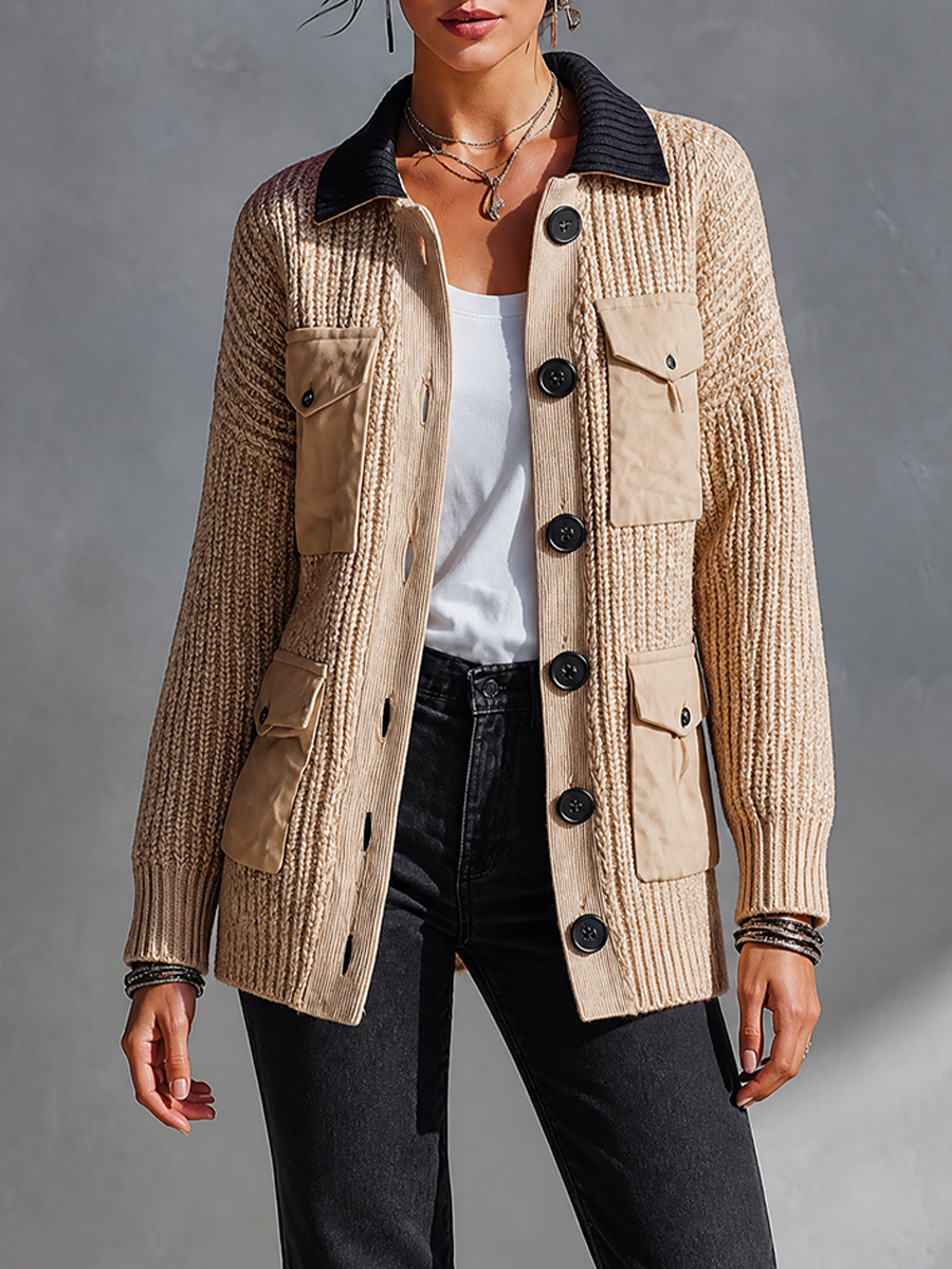 NORMA | Cárdigan-Chaqueta de Ochos con Bolsillos Utility