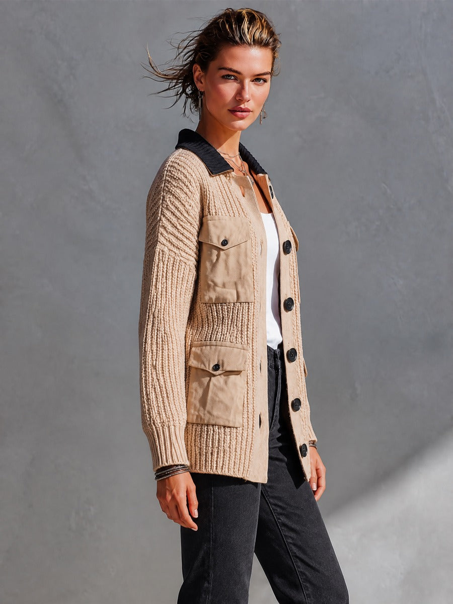 NORMA | Cárdigan-Chaqueta de Ochos con Bolsillos Utility