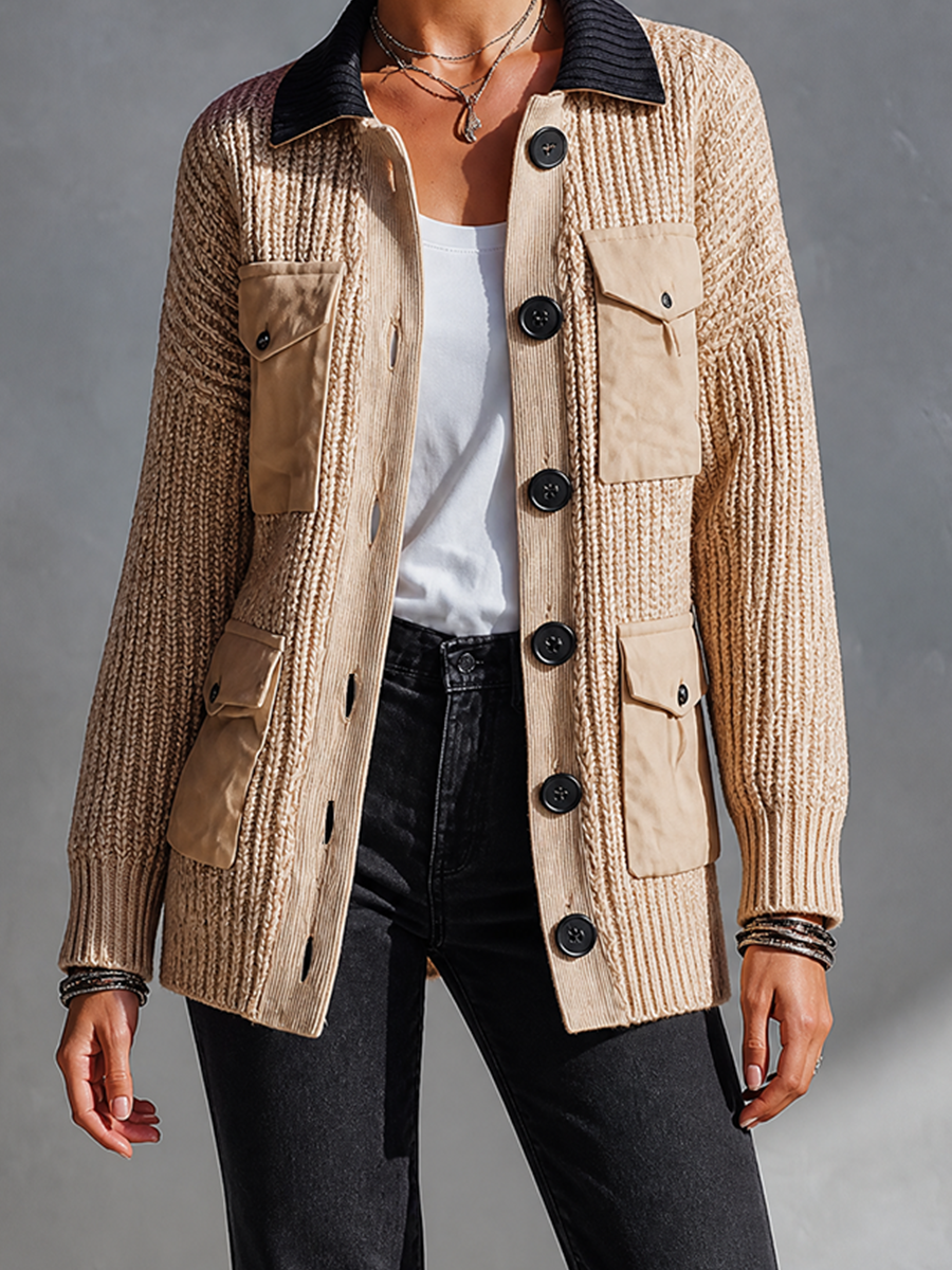 NORMA | Cárdigan-Chaqueta de Ochos con Bolsillos Utility