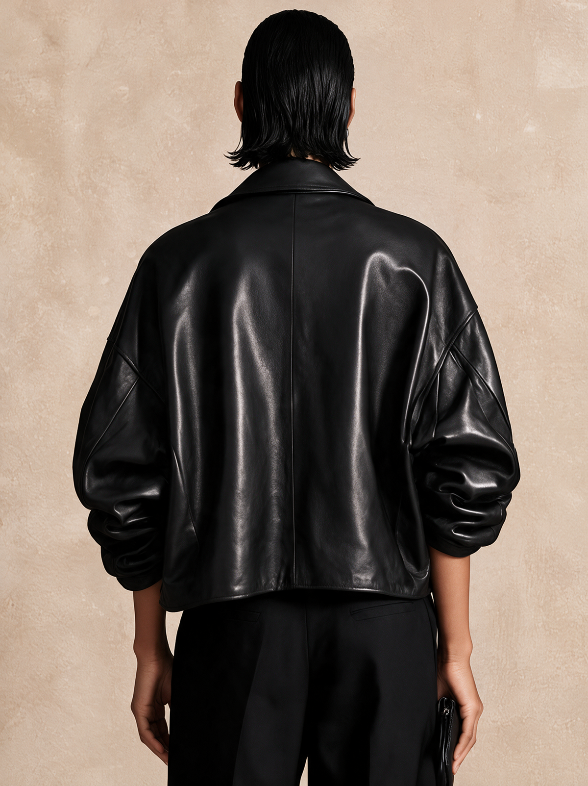MAR | Chaqueta de Piel con Bolsillos en Contraste