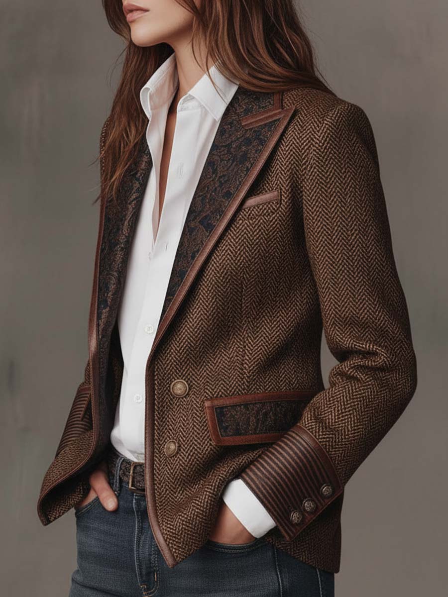 SOCORRO | Blazer con Inserciones Estampadas en Zigzag