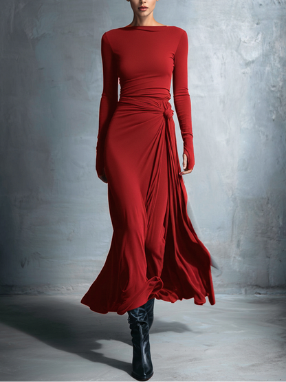 FERNANDA | Vestido Maxi Cruzado con Nudo Lateral